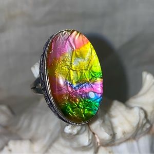 Exotic Dichroic vintage statement ring